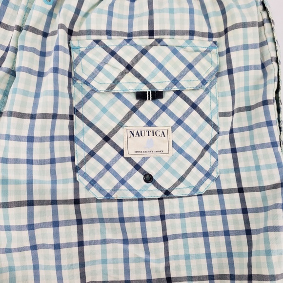 Vintage Nautica Mens Swim Trunks Blue White Plaid - Picture 5 of 6